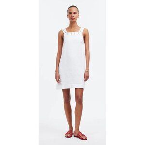 Madewell $108 Embroidered Tank Mini Dress White Linen Size 00 NQ595